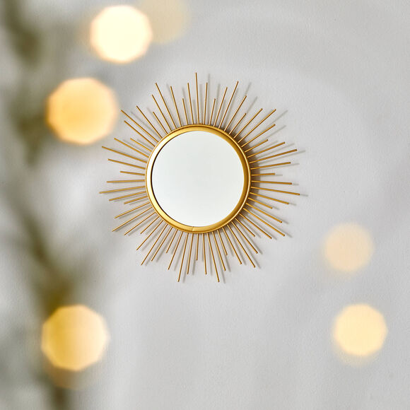 Miroir forme soleil en métal doré (doré) Miroir forme soleil en métal doré (doré)